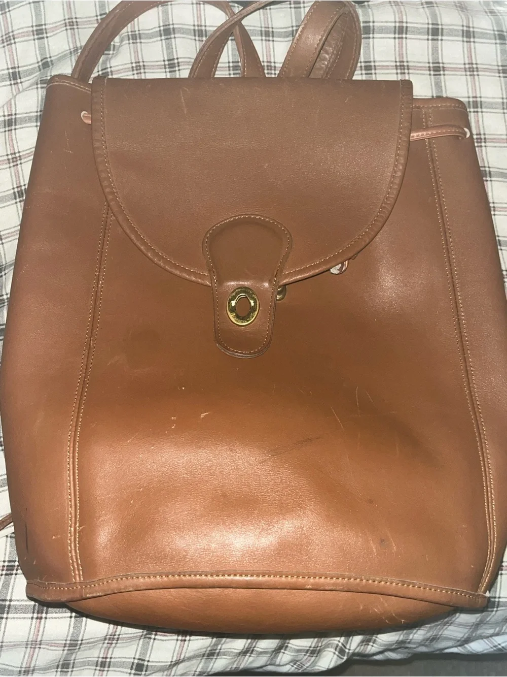 Old Coach Backpack Brown Turnlock  Vintage Leather Made In USA